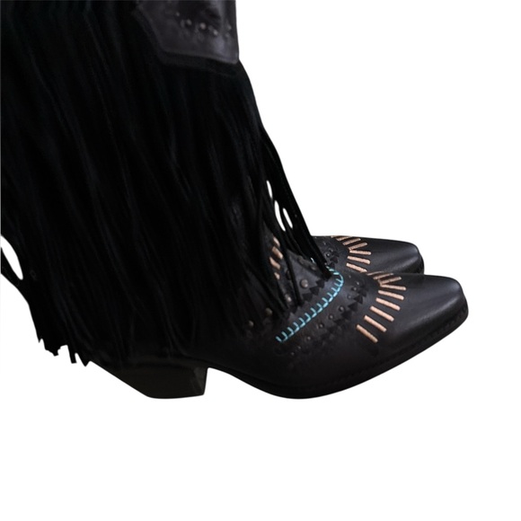 New Dingo cowboy boots embroidered studded tassel cowgirl black, sz 7.5 women’s - Picture 8 of 14